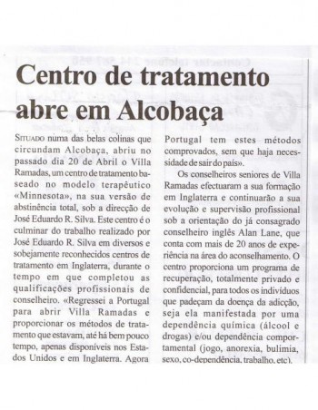 Centro de tratamento abre em Alcobaça